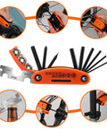Bike Repair Kit 16 In 1 Multitool Portable Bicycle Tools with Tire Patch Kit for Mountain and Road Bikes in use and features