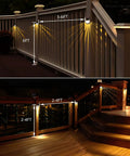 Unique Rays LED Low Voltage Deck Lights For Outdoor Living 12V Landscape Step And Fence Light illuminating deck rails and stairs