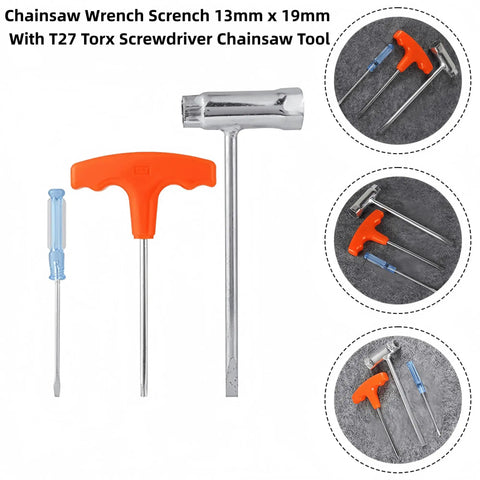 Heavy Duty Chainsaw T Wrench 19mm By 13mm And T Handle Torx Screwdriver Tool Kit with anti-slip groove and compact design