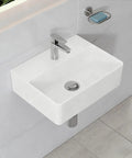 Small Bathroom Wash Basin Sink White 40x30x12cm｜Slim Ed & Sto Led Design - overhead view of countertop-installed basin.