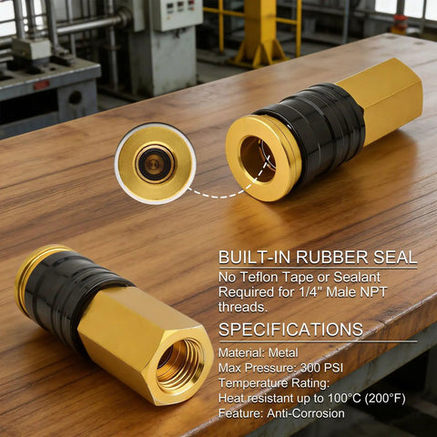 Five In One Universal Quick Connect Air Coupler For Industrial Air Compressors One Quarter Inch NPT Fittings with specifications