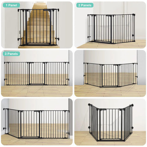 Extra Wide Baby And Dog Gate 80 Inch Adjustable Pet Safety Barrier For Angled Doorways Staircases Hallways 30 Tall different panel setups
