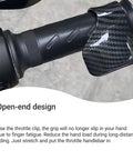 Close-up of Motorcycle Cruise Assist Handles Throttle Mount Cruise Lever Rocker Switch Universal Carbon Fiber Black 2 Pack on handlebar.