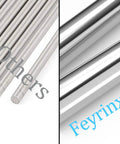 Two Pack 8mm By 800mm Hardened Chrome Linear Rail Shafts For 3D Printers CNC Machines And DIY Projects Precision Guide Rails With Case Hardened 55 To 60 HRC Chrome Plated Metric H8 Tolerance, close-up of two chrome rods