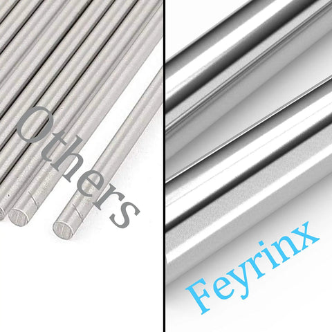 Two Pack 8mm By 800mm Hardened Chrome Linear Rail Shafts For 3D Printers CNC Machines And DIY Projects Precision Guide Rails With Case Hardened 55 To 60 HRC Chrome Plated Metric H8 Tolerance, close-up of two chrome rods
