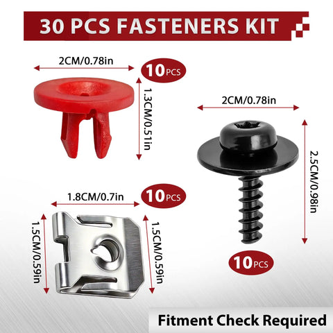 Heavy Duty T30 Torx Engine Splash Shield Screws And U Bolt Clips 10 Set Fits Ford Escape Fusion F150 Explorer Undertray Skid Plate Hardware Kit includes various fasteners.