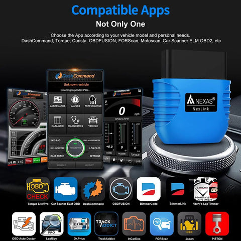 Bluetooth OBD2 Scanner For Cars, Easy Plug In Check Engine Light Reader With Live Data And Performance Tests display
