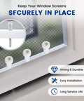 12 Pack Window Screen Plunger Latch Set With Aluminum Pins Springs And White Caps showing white caps securing screens in place.