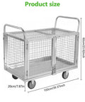 Heavy Duty Convertible Utility Cart 7 In 1 Rolling Platform Truck With Secure Cage Enclosure 2000 Lb Capacity steel frame with measurements.