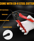 Top Shelf 1/8 Black T316 Stainless Steel Cable Railing 1200 Ft With Cable Cutter showing ergonomic cutter with CR-V blades.