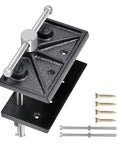 Heavy Duty Woodworker Vice Bench Clamp With Smooth Gliding Rails For Precise Clamping Tasks And Rock Solid Desktop Workbench Holding Power, close-up of black high carbon steel clamp with screws.