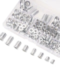 Solid Wood Threaded Nut Set With 125 Pieces Of Screw-In Inserts And Bushings For Fastening Pine, Plywood Or Fiberboard Furniture Using 5Mm To 10Mm Threads Perfect DIY Fixin Gear in organized plastic case.