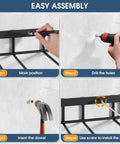Easy assembly instructions for Two Pack Wall Mounted Boot Rack For Tall Boots And Cowboy Boots, Industrial Metal Shoe Organizer.