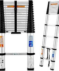 15Ft Aluminum Telescoping Ladder With One Button Retraction, Portable Extendable Folding Ladder For Home and RV, premium build
