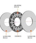 Exploded view of AXK0619 2AS Thrust Needle Roller Bearings with washers, showing material composition and dimensions.