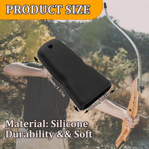 2 Pack Recurve Bow Tip Protectors For Recurve And Longbows shown in size with silicone material details.