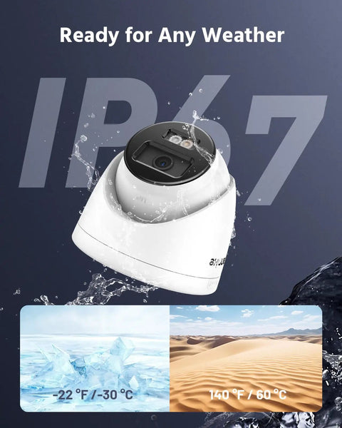 4K PoE Security Camera System All In One With 8 Channel NVR, 6 Outdoor 8MP Turret Cams, 2TB HDD, IP67 weatherproof design