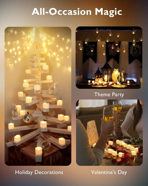 Auto On Daily Flameless LED Tealight Candles With Built In 6 Hour Timer 12 Pack Battery Operated No Remote in holiday decor