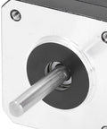 Close-up of Low Noise Two Phase Stepper Motor for 3D Printers with beefy torque, carbon steel build, and durable design.