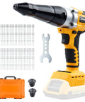 Cordless Pro Grade Rivet Gun For 20V Max Batteries Brushless Pop Rivet Tool Kit with attachments and orange case