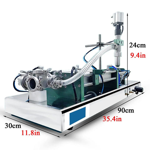 Smooth Operator Single Head Pneumatic Liquid Filler for Oils and Pastes, compact design, dimensions 90x30x24 cm.