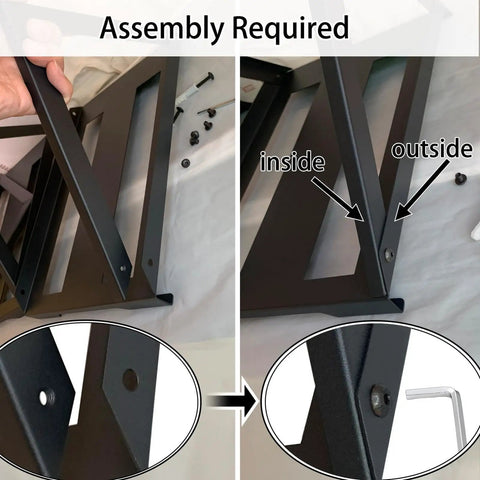 Assembly process for Dope Heavy Duty Garage Tool Organizer With Circular Saw Storage Rack, showing steel frame and screws.