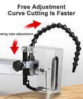 Professional Desktop Scroll Saw With Tiltable Metal Work Table Bright Led Lamp And Quick Speed Adjustments For Killer Curve Cuts Across Wood Plastic And Thin Sheet Metal Projects showing adjustable blowing tube for improved cutting.