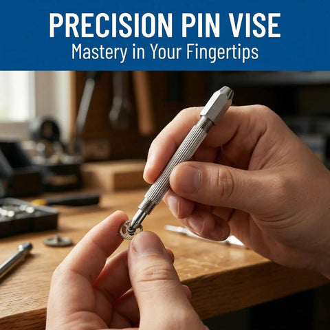 Top Shelf 6 Piece Double Ended Pin Vise Kit For Jewelry Making And Wire Twisting Features Hella Smooth Mini Hand Drill Handle For Copper Winding Diy Hairpin Keychain Jewelry, hands using a pin vise.