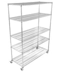 5-Tier Steel Storage Rack With Wheels And Shelves Beefy Built To Last 7500 Lbs Total Capacity Waterproof Liners Rust Resistant Steel