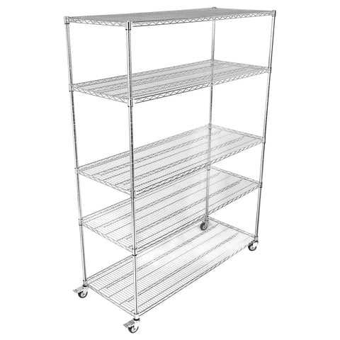 5-Tier Steel Storage Rack With Wheels And Shelves Beefy Built To Last 7500 Lbs Total Capacity Waterproof Liners Rust Resistant Steel