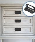 Recessed Flush Pull Door Handle Set 2 Pack Invisible Pull Handles With Screws for cabinets, bright black iron, installed on drawers