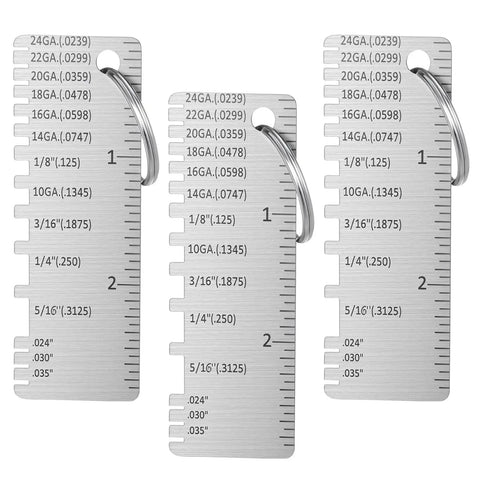 Three Piece Stainless Steel Wire Gauge Measuring Tool Set For Wire And Metal Sheet Thickness Easy To Read Portable Welding Gauge Plated Size