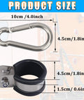 Real Deal 304 Stainless Steel Air Line Clamp Hanger Bracket Assembly 2 Pack Knockout showing dimensions of hook and clamp.