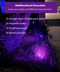 4 In 1 RGBW Low Voltage Landscape Lighting Kit With Plug In Transformer for Yard highlighting purple garden bush at night