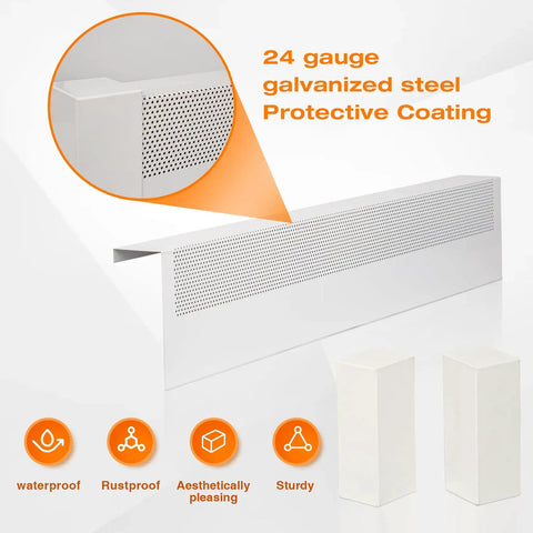 4 Foot Baseboard Heater Cover With Left And Right End Caps For Replacing Old Rusty Electric And Baseboard Covers Easy Fit Radiator Shield