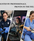 Two Pack 8 Inch Trauma Shears With Carabiner Clip For EMS Crews, Nurses, And First Responders, Heavy Duty EMT Medical Scissors For Ambulance Or Hospital Use, Durable Medical Shears You Can Carry On The Go, shown in ambulance and hospital use