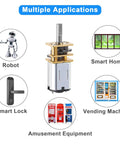 Application uses of Two Pack DC 6V 100RPM N20 Micro Gear Motor With 3mm Shaft Full Metal Gearbox 1 To 1000 Reduction