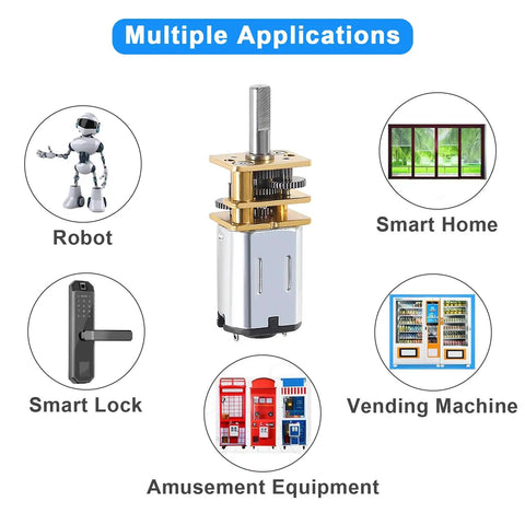 Application uses of Two Pack DC 6V 100RPM N20 Micro Gear Motor With 3mm Shaft Full Metal Gearbox 1 To 1000 Reduction