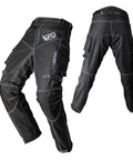 Mens Waterproof Motorcycle Pants with CE Armor and Ventilation Zippers Badass Tactical Cordura Adventure Riding Gear Rainproof Windproof Touring Pants Black - side and back view