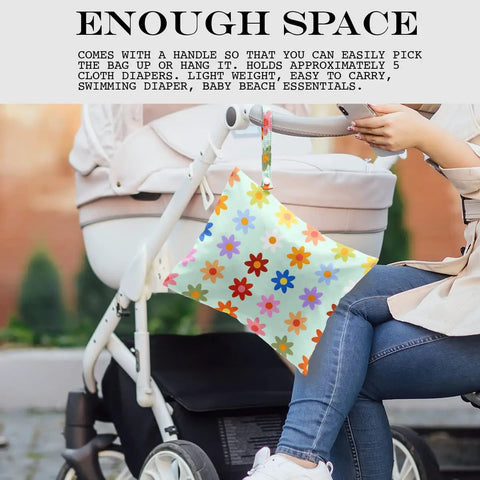 Waterproof Wet Bag And Travel Buddy For Swimwear, Diapers, Gym Clothes, Toiletries, And Makeup, hanging on a stroller