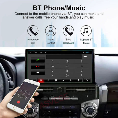 Wireless CarPlay And Android Auto Dash Kit For Toyota 4Runner 2010 To 2023 with Thirteen Point One Inch Touch Screen installed.