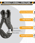 Five Sixteenth Inch Safety Steel Latch Winch Clevis Slip Hook With 14,000 Lbs Working Load Limit, corrosion resistant, electro-galvanized.