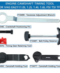 Pro Grade Camshaft And Crankshaft Timing Tool Set For VAG EA211 Engines including camshaft holding tool and belt pulley retainer.