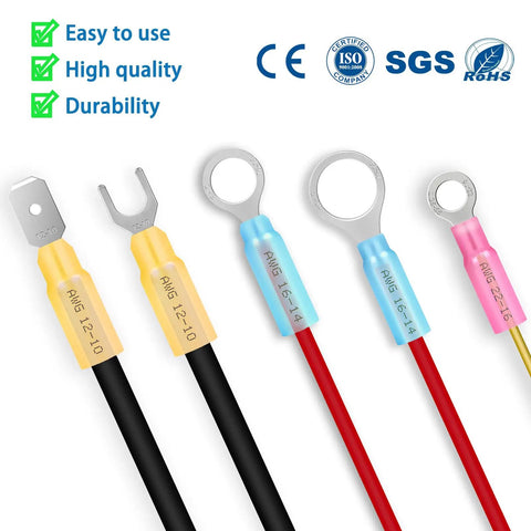 Get That Wiring Done Right With This Sick 550Pc Heat Shrink Wire Connector Kit Featuring Color Coded Waterproof Crimp Terminals For Easy Gauge Id And A Snazzy Crimper Tool Perfect For Any Auto Or Home Electric Fix Up. ring and fork terminals with color-coded heat shrink