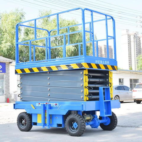 Get Er Done Electric Scissor Lift Platform With Remote And Manual Override Delivers Rock Solid Performance For Construction Warehousing And Agricultural Tasks heavy duty design with safety railings.