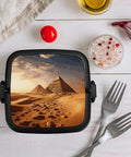 Pyramid Africa Desert Bento Box Leakproof Double Layer Lunch Box with handle, featuring pyramid and desert design on lid