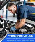 Mechanic using 2 Pack Pry Bar Wrench Adapter For Half Shaft Removal, One Half Inch And Three Eighths Inch Square Carbon Steel Crowbar Heads