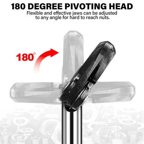 Adjustable Basin Wrench For Tight Spaces With Self Adjusting Gripping Jaws 180 degree pivoting head under the sink tool