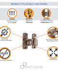 55mm Oval Antique Brass Cabinet Latch For Cupboard And Wardrobe With Thumb Turn Solid Brass Hardware features and finish diagram