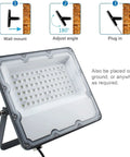 Two Pack 100W LED Outdoor Flood Lights Heavy Duty Security Floodlights For Yard Stadium Playground Lawn Garden Garage And Basketball Court IP66 Weatherproof With 110V US Plug And 1.5 Meter Cable